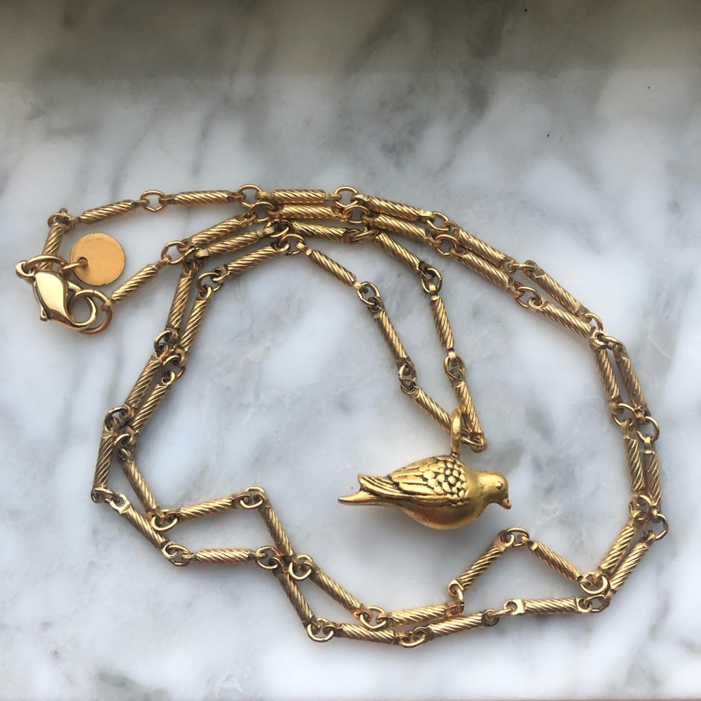Boho Gold Link Chain Bird Necklace